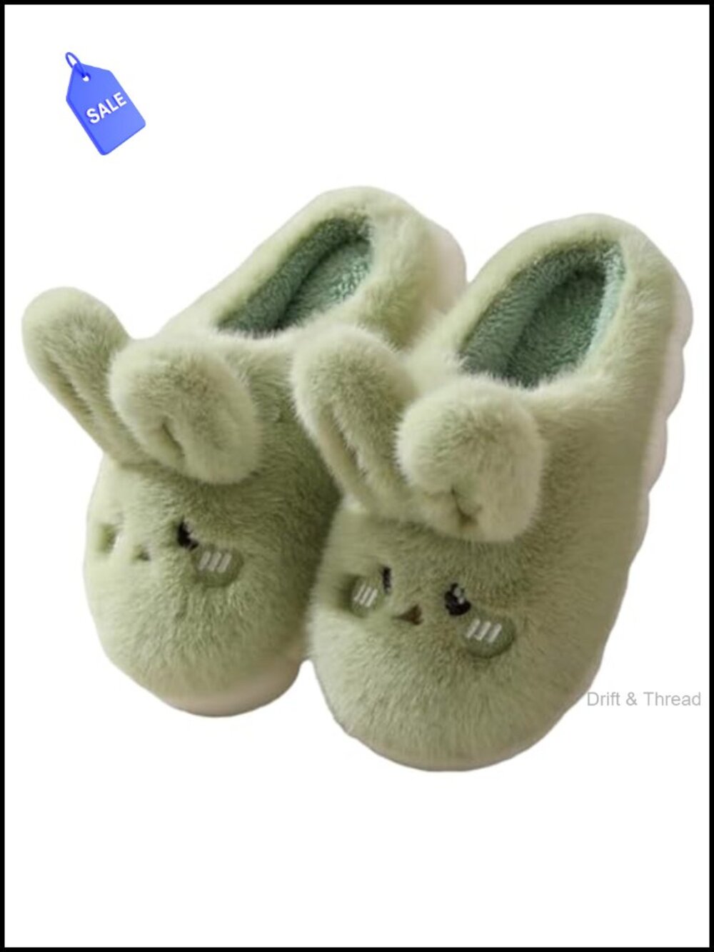 Plush Rabbit Ear House Slippers Warm Anti-Slip Thick Sole Winter Indoor
